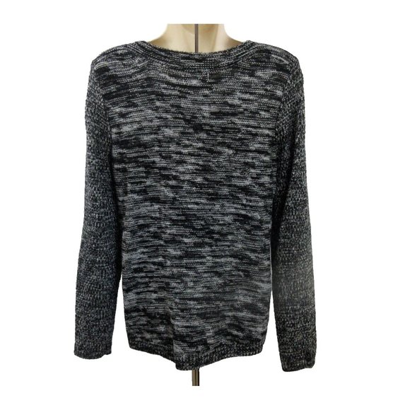 Croft & Barrow Sweater Sz Petite M Pullover Black & White Boat Neck Heather Knit - Picture 2 of 6